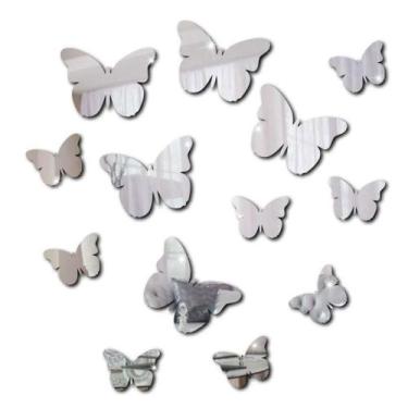 Imagem de Borboleta Espelho Decorativo Acrílico 13 Peças Quarto Sala - PAPELEPAR