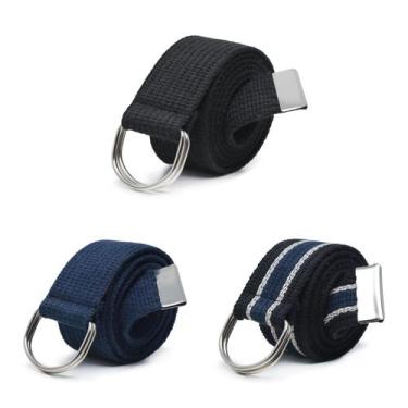 Imagem de Kit 3 Cinto Masculino Correia Lona Largo Fivela Argola Sport, Preto, A