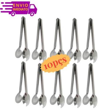 Imagem de Kit 10 Pegador de Inox Restaurante Pão Massa Salada Frios Carne - SQ S