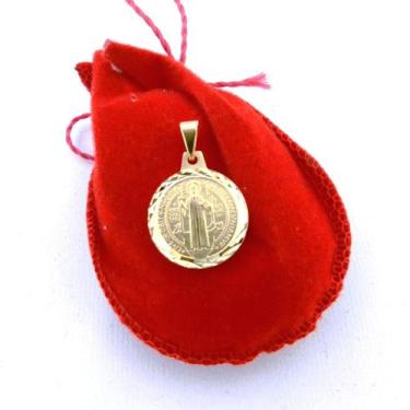 Imagem de Pingente São Bento 18mm Banhada Ouro 18K Pi190 - Wnbijouterias