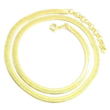 Imagem de Corrente Feminina 45/50cm 4mm Largura Folheada Ouro 18k CR588 - Wnbijo