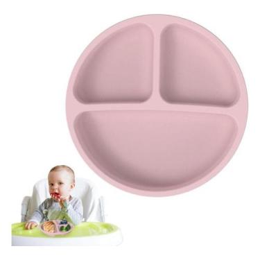 Imagem de Pratinho Infantil Bebê De Silicone Com Ventosa 3 Divisórias - Clink, R