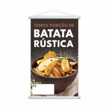 Imagem de Banner Temos Porções De Batata Rustica Lanches Lona 80X50Cm - Plimshop