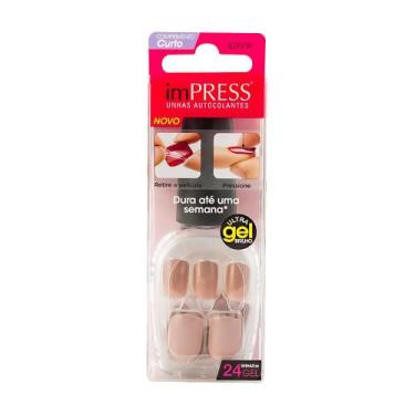Imagem de Unhas Postiças Autocolantes First Kiss Impress Curto Cor Girlie Girl c