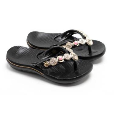 Imagem de Chinelo Infantil Com Enfeite Macio Vegano Barato - Alcalay, Preto, Ros