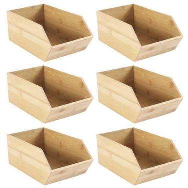 Imagem de Kit 6 Caixas Empilhavel Cozinha 6,4L Organizadora Ou Keep