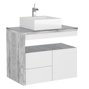 Imagem de Gabinete Para Banheiro IAM 100% com Tampo de Vidro Sem Puxadores Exter