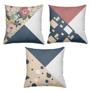 Imagem de Kit 3 Almofadas Decorativas Cheias 40x40cm Flores Silver - Deluzz