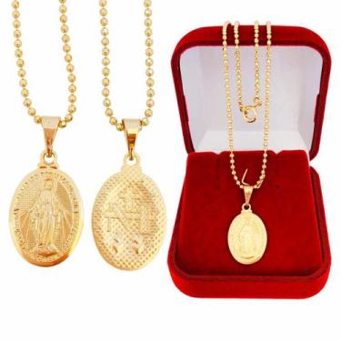 Imagem de Gargantilha Medalha Milagrosa Nossa Senhora Das Graças Folheada a Ouro
