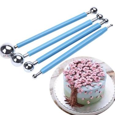 Imagem de Kit 4 Boleadores Pontas Dupla Metal Inox Artesanato Biscuit - ARTMAK, 