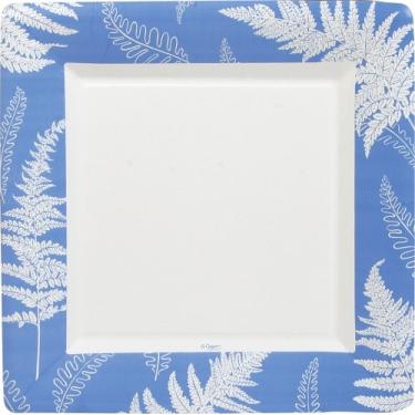 Imagem de Conjunto de dois pacotes de pratos de jantar de papel quadrado azul samambaia com Caspari, 8 pratos por pacote