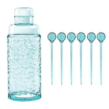 Imagem de TarHong Conjunto de coqueteleiras e coqueteleiras de acrílico premium à prova de estilhaçamento (coqueteleira e palitas), azul