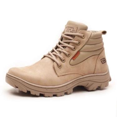 Imagem de Bota Coturno Couro Masculina EPI CA Resistente Trekking Durável Confor