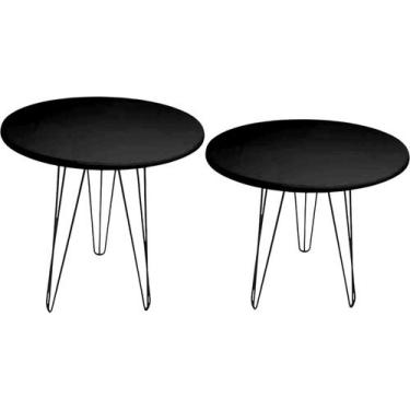 Imagem de Kit 2 Mesas Yumi 45cm Hairpin Triplo 1/4 60cm e 50cm - Jthome, Preto