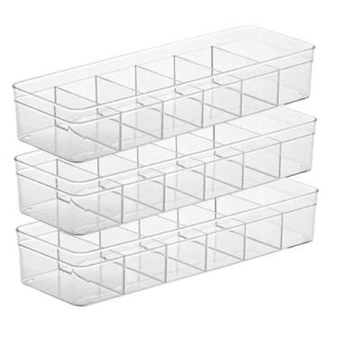 Imagem de Kit 3 Organizadores Armários Acrílico 6 Divisórias Cozinha Closet Quar