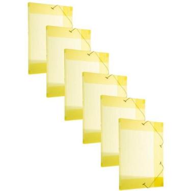 Imagem de Kit 10 Pastas Aba Elástico Ofício Lombo 20mm Amarela Dello