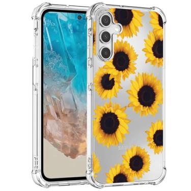 Imagem de Yerebel Capa para Galaxy M35, capa fofa para Samsung M35 5G SM-M356B, capa de silicone de borracha macia TPU transparente flexível para Samsung Galaxy M35 girassol