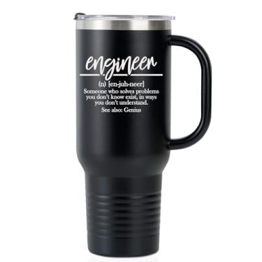 Imagem de Onebttl Presentes de engenheiro para homens, caneca de engenharia para homens aeroespaciais de química civil, mentor no aniversário, Natal, copo de aço inoxidável de 1,18 l com alça, tampa e canudo,
