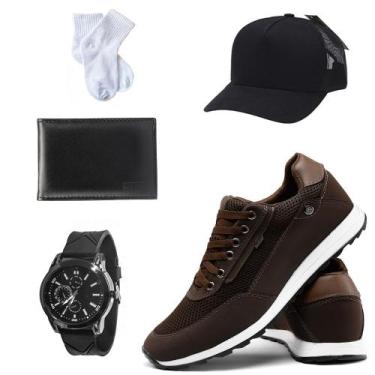 Imagem de Kit Tenis Sapatenis Casual  Jogging  Confortavel +Acessorios - REF, Ca