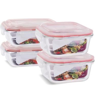 Imagem de Kit 4 Potes Herméticos Marmita Vidro Papinha 640ml e 520ml - U4home, V