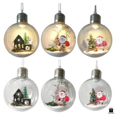 Imagem de 2 Mini Globo Aberto LED Árvore Pisca Decoração Natalino - Wincy