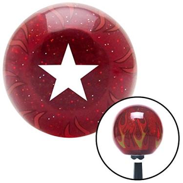 Imagem de American Shifter 241292 Botão de mudança de floco de metal vermelho chama com inserção M16 x 1,5 (metade inferior do almirante traseiro branco