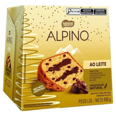 Imagem de Panettone com Gotas de Chocolate ao Leite Recheio Chocolate Alpino Nestlé 450g