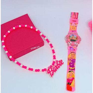 Imagem de Kit Relógio Infantil Digital Pisca Luz Led Toca Musica barbie Frozen +