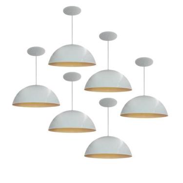 Imagem de Kit 6 Luminária Pendente Meia Lua 34cm Com Interior Cobre Com Fiação 1
