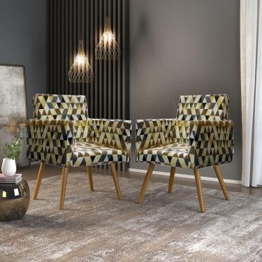 Imagem de Kit 03 Poltronas Decorativas Sala Estampada
