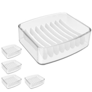 Imagem de Kit 5 Saboneteira Bancada Pia Cuba Banheiro Lavabo Decoração Cor Crist