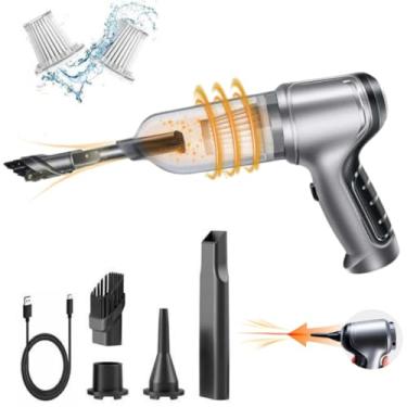 Imagem de Aspirador de Pó Portátil Soprador 2 em 1 Multifuncional Sem Fio Recarregável USB Ideal Para Limpeza de Carro, Sala, Cozinha, Quarto, Banheiro, Escritório e Pequenas aspirações - Premium