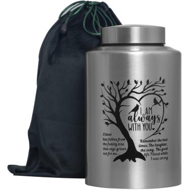 Imagem de XIIGRA Urna de Cremação Decorativa Grande Até 220 Libras de Memória Urna Funerária Decorativa para Homens, Mulheres, Cinzas Humanas (Árvore de Aço Inoxidável)