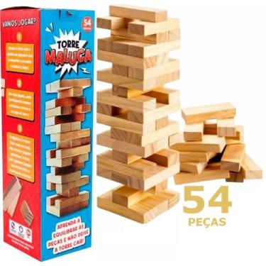 Imagem de Jogo Torre Maluca Brinquedo D Mesa Equilíbrio Madeira Maciça - Magic K