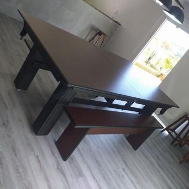 Imagem de Mesa de Sinuca e Jantar com Bancos Diver Madeira Maciça Carlin Bilhare