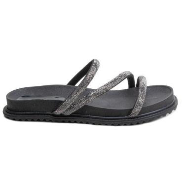 Imagem de Sandália Rasteirinha Papete Chinelo Feminina - Menina Brasil, Preto, 3