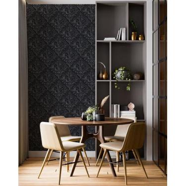 Imagem de Papel De Parede Adesivo Azulejo Arabesco Preto 2,80m - PlimShop