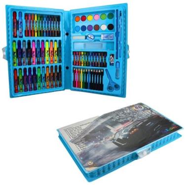Imagem de Maleta de Pintura Infantil Azul com Giz Canetinhas 86 Peças - Msb Pres