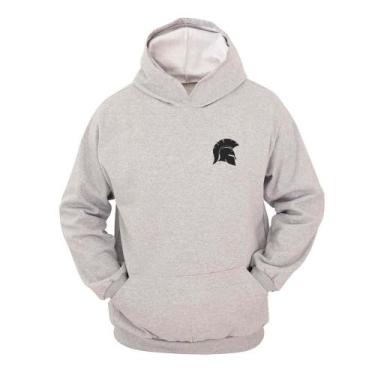 Imagem de Moletom Masculino Canguru Ragor Estampa Guerreiro Grego, GG, Cinza