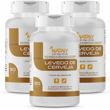 Imagem de Kit Com 3 - Levedo de Cerveja 90 Comprimidos 1000mg Nataly