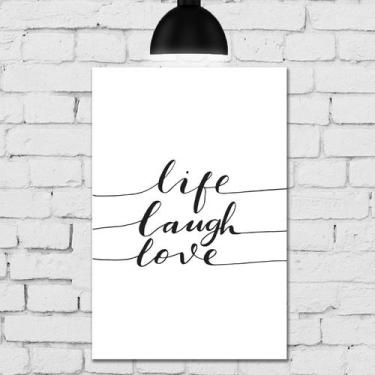 Imagem de Placa Decorativa MDF Frase Life Love Laugh 30x40 - Quartinhos
