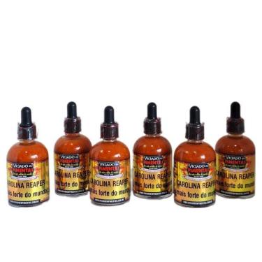 Imagem de Molho De Pimenta Carolina Reaper Kit 6 Sem Glúten Mais Ardida Do Mundo