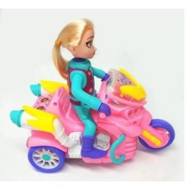 Imagem de Brinquedo boneca na moto gira musical e com luz. - toys