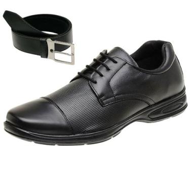 Imagem de Sapato Casual Social Masculino Ortopédico Couro Legítimo + Cinto - Gmm