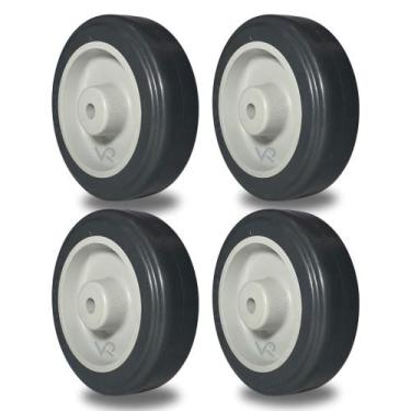 Imagem de Kit 4 Rodas 412 BP SM de 4 Borracha PVC 100mm 65kg Cada Eixo 5/16 Schi