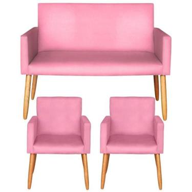 Imagem de Kit Recepção 1 Namoradeira 2 Poltronas para Recepção Sala de Espera Re