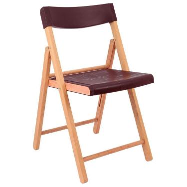 Imagem de Cadeira De Madeira Dobrável Tramontina Potenza Natural Polipropileno Marrom