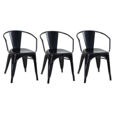 Imagem de Kit 3 Cadeiras Tolix Ferro Francesinha Com Braço