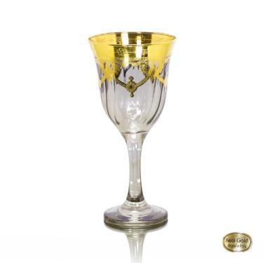 Imagem de Taça pra Agua Cristal Italiano Fumê Guirlandas em Ouro - LUXdécor