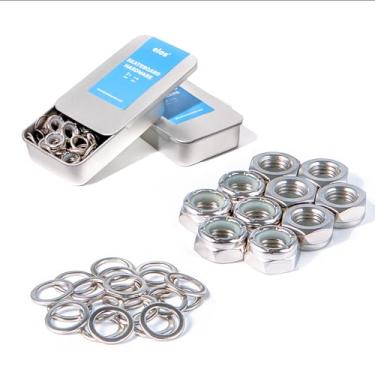 Imagem de ELOS Skateboards Kit de ferragens para montagem de caminhão, arruelas de eixo de caminhão (anéis de velocidade) porcas para desempenho de rolamento de velocidade